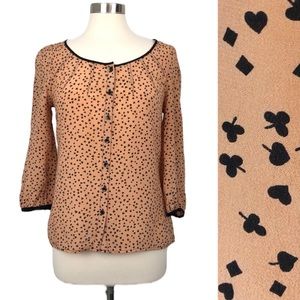 Anthropologie Odille Casino Nights Silk Top